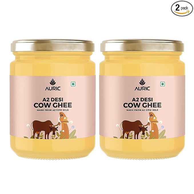 Auric A2 Desi Cow Ghee (2 Packs of 500 ml each) | Vedic Bilona Method | Traditio