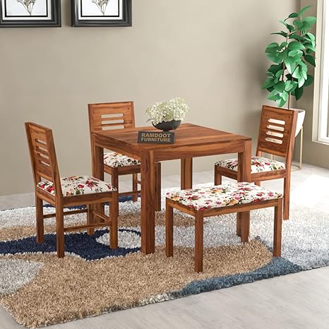 Ramdoot Furniture Solid Sheesham Wood Dining Table 4 Seater | Four Seater Dinnin